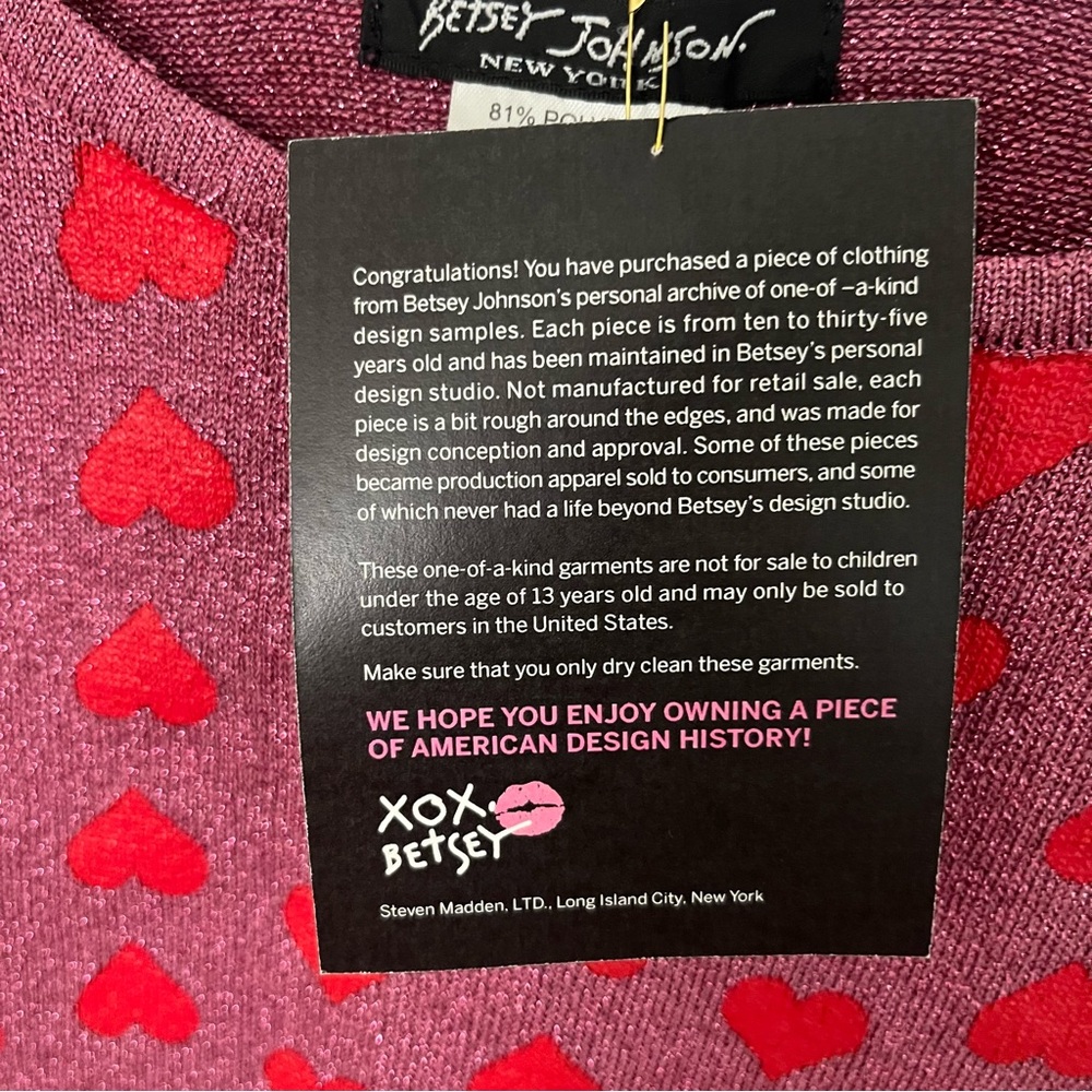 Vintage Betsey Johnson Heart Print Top - Picture 3 of 6